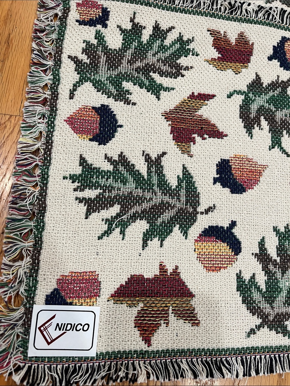 Set Of 4 Fall Tapestry Placemats Leaves Acorns Cotton Handwoven India NWT